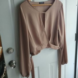 Beige Wrap Blouse 2x